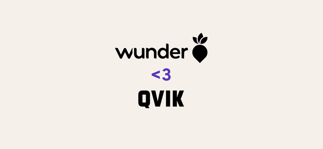 Sydän Wunder ja Qvik logojen keskellä  